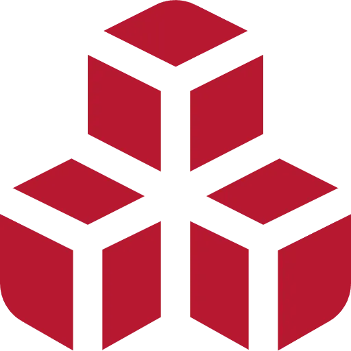 Drei rote Bauklötze sind übereinander gestapelt.