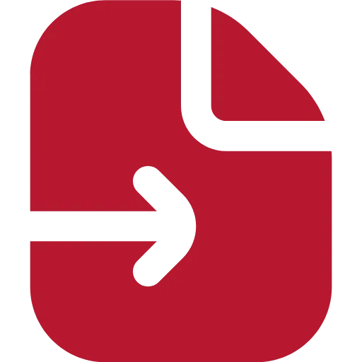 Auf einem roten Dokument mit einer abgeknickten rechten Ecke sind zwei Pfeile zu sehen, die nach links und rechts zeigen.