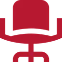 Rotes Symbol eines Bürostuhls.