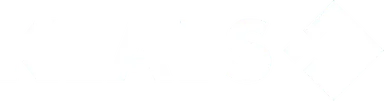 Logo von KLAES, Schriftzug in türkis und weiß, mit geometrischen Formen