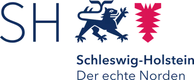 Logo des Landes Schleswig-Holstein, ein Wappen mit einem schleswig-holsteinischen Löwen und einer roten Farbe