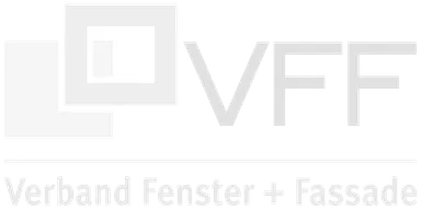 Logo des Verbands Fenster + Fassade, der Schriftzug „VFF“ in schwarzer Farbe, begleitet von einem Fenster-Symbol